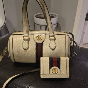Gucci Cream Satchel with Gold Accents